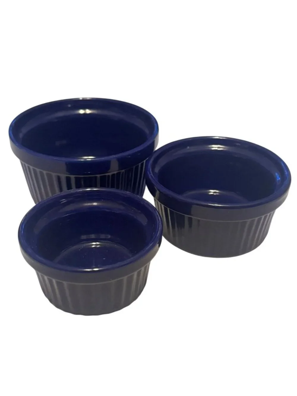 Set Of 3 Royal Norfolk Navy Blue Ceramic Ramekins